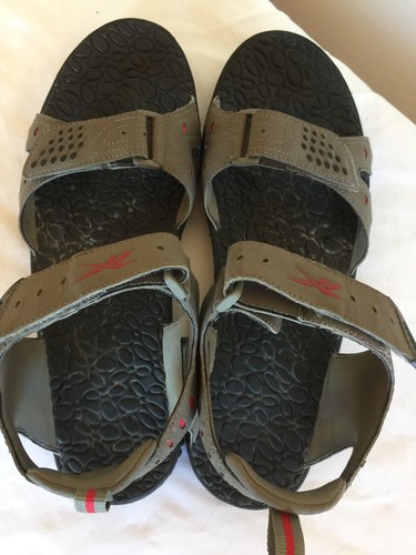 Men US Size 10 Reebok Hook & Loop Sandals RB610 Tan Red & Black -C Detail - Picture 9 of 13