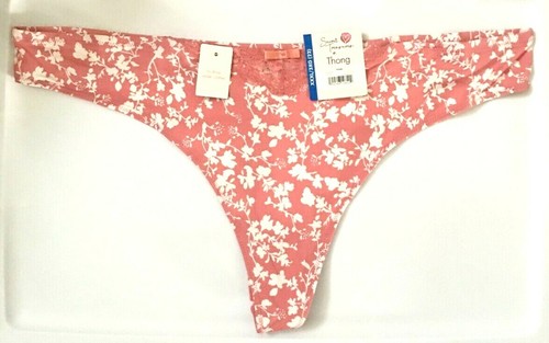Womens Sexy Mauve Floral Thong Panties Size 3X No Show Lace Insert Smooth NWT - Picture 12 of 12