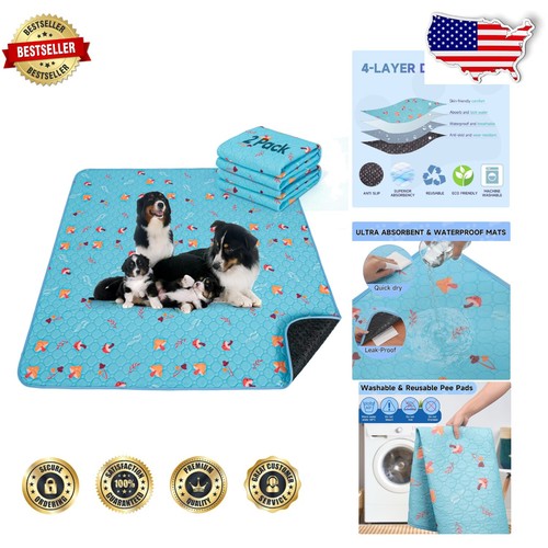 Non-Slip Washable Dog Pads - 2-Pack Absorbent Training Mats for Crates and Sofas