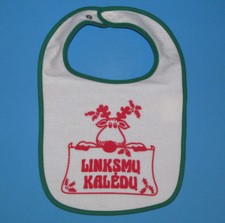 INFANT Lithuanian Merry Christmas LINKSMU KALEDU Baby BIB Reindeer T-Shirt NEW