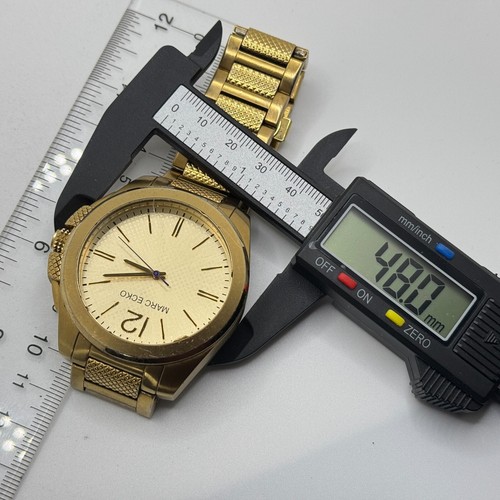 Marc Ecko Quartz Watch Men Large 48mm Gold Tone Steel Japan Movt New Batter 8.5" - Picture 6 of 6