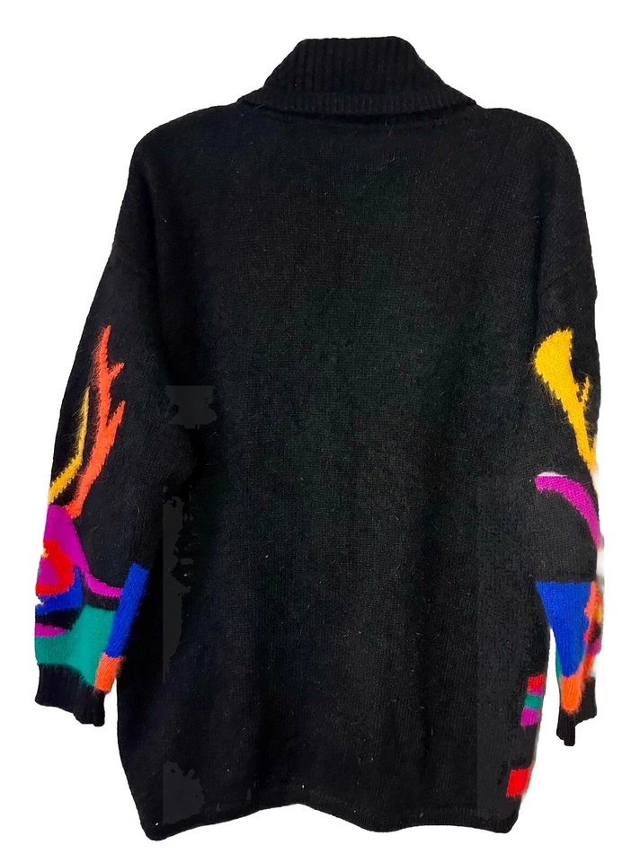 Suéter Cárdigan Vintage Años 90 Rafaella Angora Mezcla Lana Flor Acogedor Talla L Abuela Foto 3 de 4