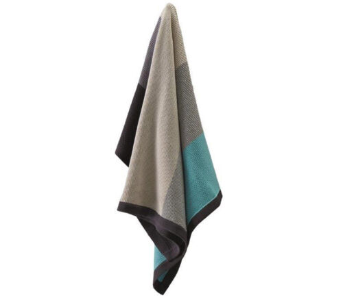 Jiggle & Giggle Cotton Wide Stripe Blanket Aqua & Grey | Baby, Cot, Pram Blanket - Photo 1/4