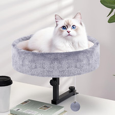 Cat Desk Bed - 360  Rotating  Adjustable, Supports 44 Lbs, Soft Faux Fur, Moder