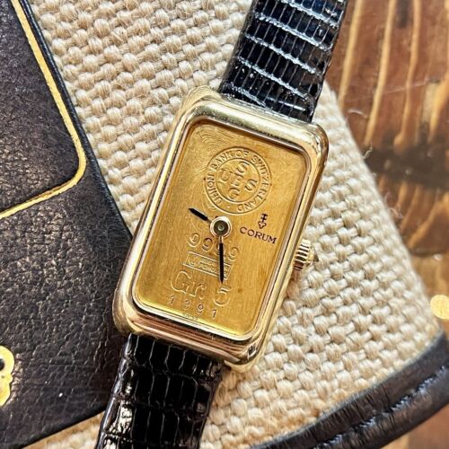 FULL SET Corum 5 Gram Ingot Watch 18k Yellow Gold Bank of Switzerland Ladies