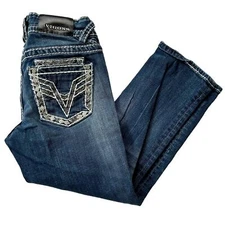 Vigoss The Dublin Capri crop embroidered drop waist Cowgirl biker western 2