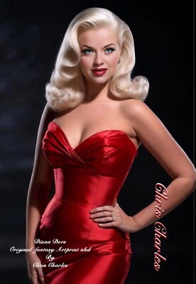 DIANA DORS von Chris Charles Original (Fantasie) KUNSTDRUCK A3 UHD Porträt