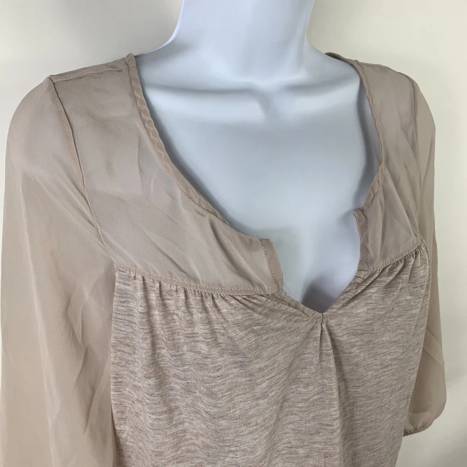 Camisa para mujer American Eagle talla XS manga 3/4 cuello en V rosa campesino informal Foto 2 de 4