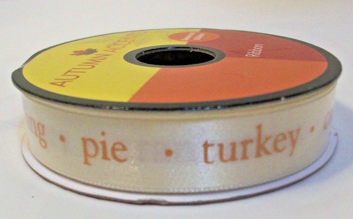Autumn Accents Thanksgiving Ribbon Turkey Cranberries Pie Stuffing ...