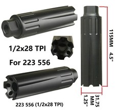 Low Concussion Muzzle Brake Compensator 4.5 Inch Extra Long 1/2x28 TPI 223 556