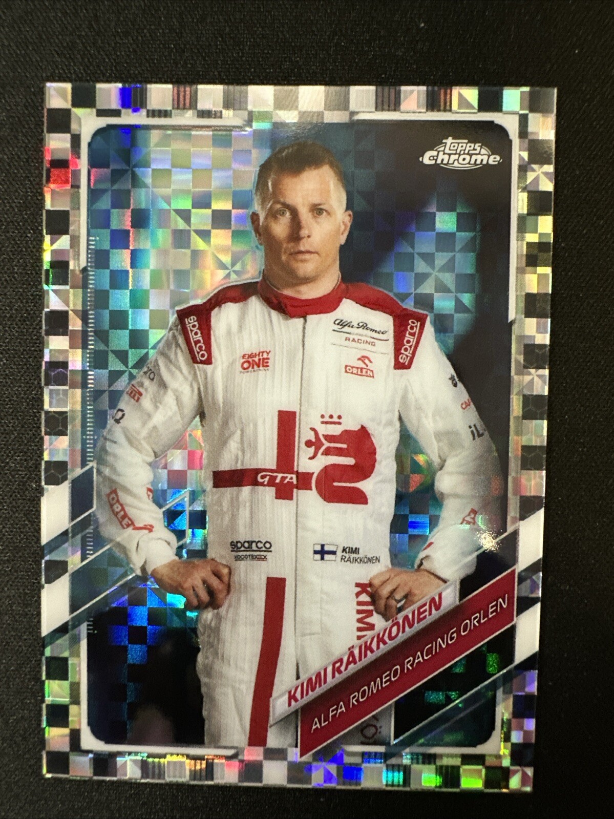 2021 Topps Chrome Formula 1 Checker Flag #15 Kimi Raikkonen