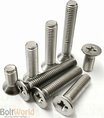 BOLT WORLD M3 (3mm) A2 STAINLESS STEEL POZI COUNTERSUNK MACHINE CSK SCREWS BOLTS DIN 965