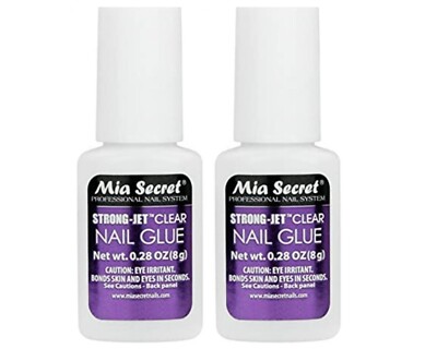 Mia Secret Strong Jet Clear Nail Glue w/ Calcium & Vitamin E 8g (340) x 2