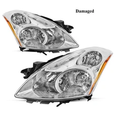 For 2010 2011 2012 Nissan Altima Sedan Chrome Headlights Assembly Lamps Pair