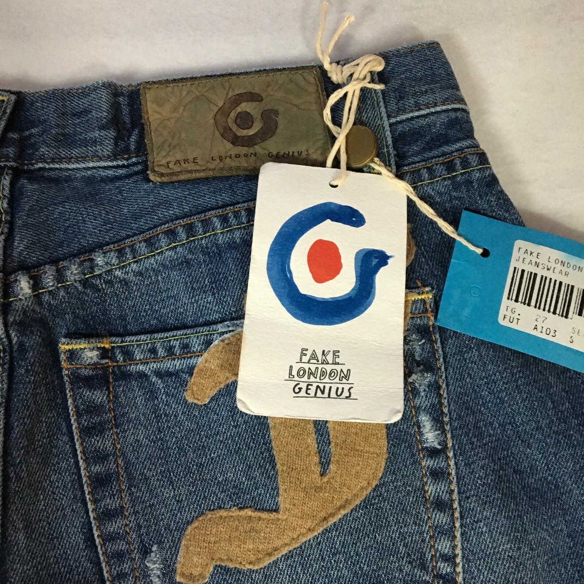 Fake London Genius Womens Distressed Bootcut Jeans Size 27 x 31.5 