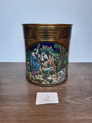 Alte Dose , Blechdose , Lebkuchendose , E. Otto Schmidt, Durchm. 11 cm , H 12 cm