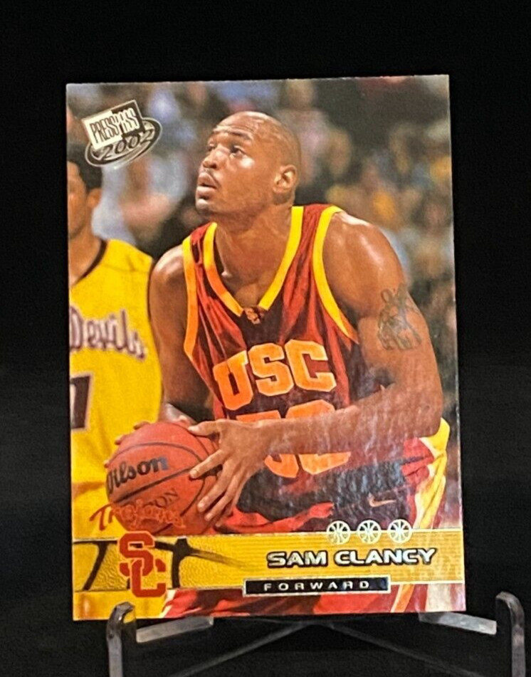 2002 Press Pass Gold Zone #G6 Rookie Sam Clancy USC Trojans
