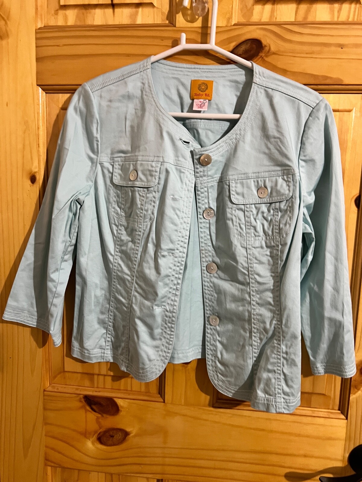 Ruby Road Jacket Blazer Solid light  blue 3/4 Sle… - image 1