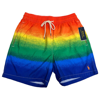 水着・ラッシュガード Polo Ralph Lauren Swim Shorts 5.5 Polo Ralph Lauren Mens Swim Trunks Orange Blue Green Yellow Board
