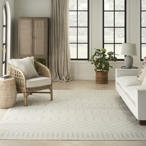 Nourison Astra Machine Washable Moroccan Ivory 7'10" x 10' Area -Rug, Easy - Picture 2 of 8