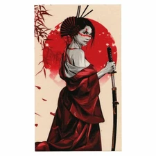 Japanese Bushi Female Samurai FotoPatch Back Patch XL Embroidered Iron-on