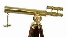 Nautical Marine Brass Telescope 18" with Wooden Tripod Stand Antique Home Decor