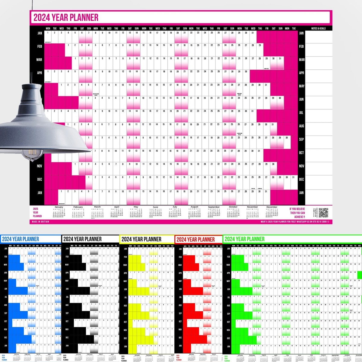 2024 Annual Wall Calendar Organiser Staff Rota Holiday Work Office Planner  Chart | eBay