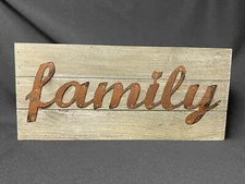 "Family" Slated Wood Sign with Tin Letters Farmhouse