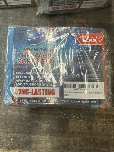 NEW Sunybell Stainless Steel Magic Scrubber Sponge Long Lasting Pack of 12 1675 - 第 1/3 張圖片