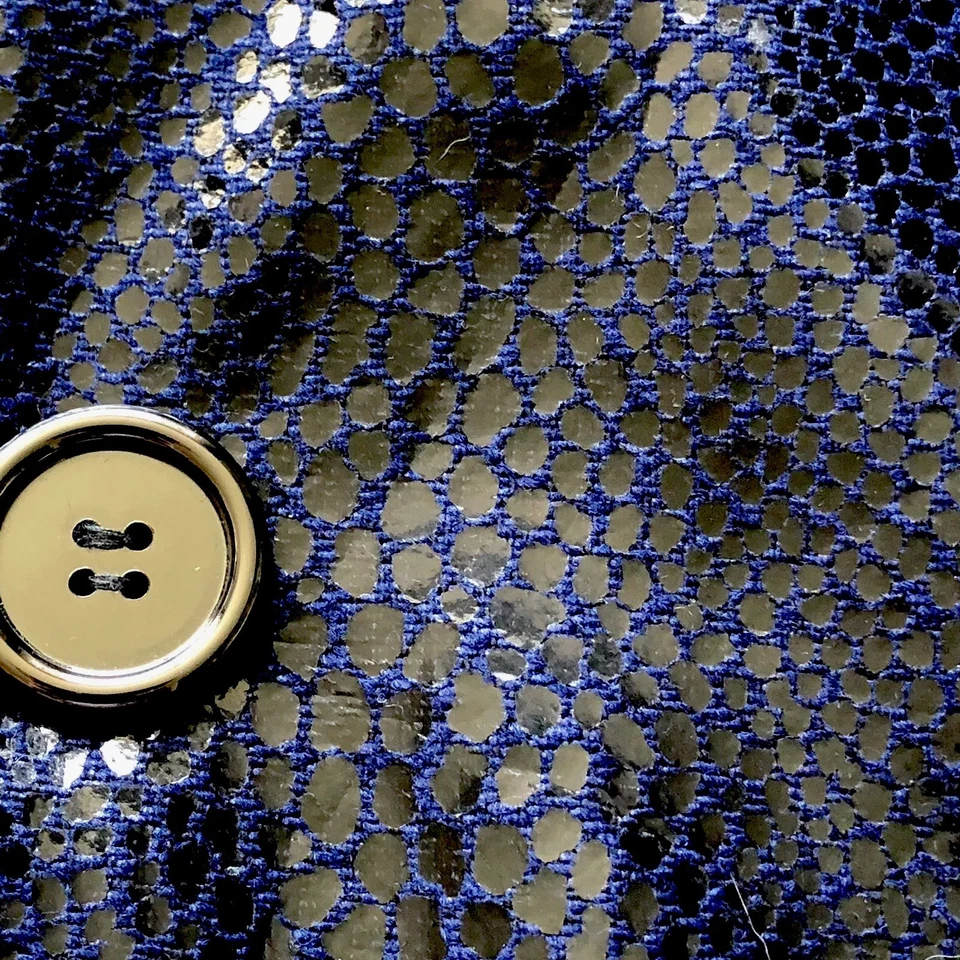 Abrigo Per Se Swing Azul Negro Imitación Piel de Serpiente Mangas 3/4 Botones Bolsillos 16 Foto 2 de 4