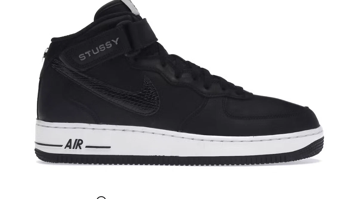 Nike Stussy x Air Force 1 Mid Black Snakeskin for Sale
