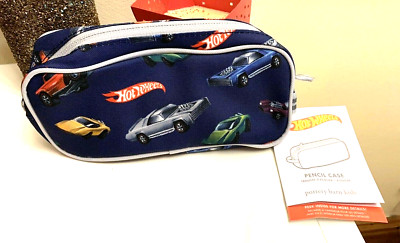 School Pottery Barn Hot Wheels Car ZIP PENCIL CASE BAG superhero boy vehicle NEW