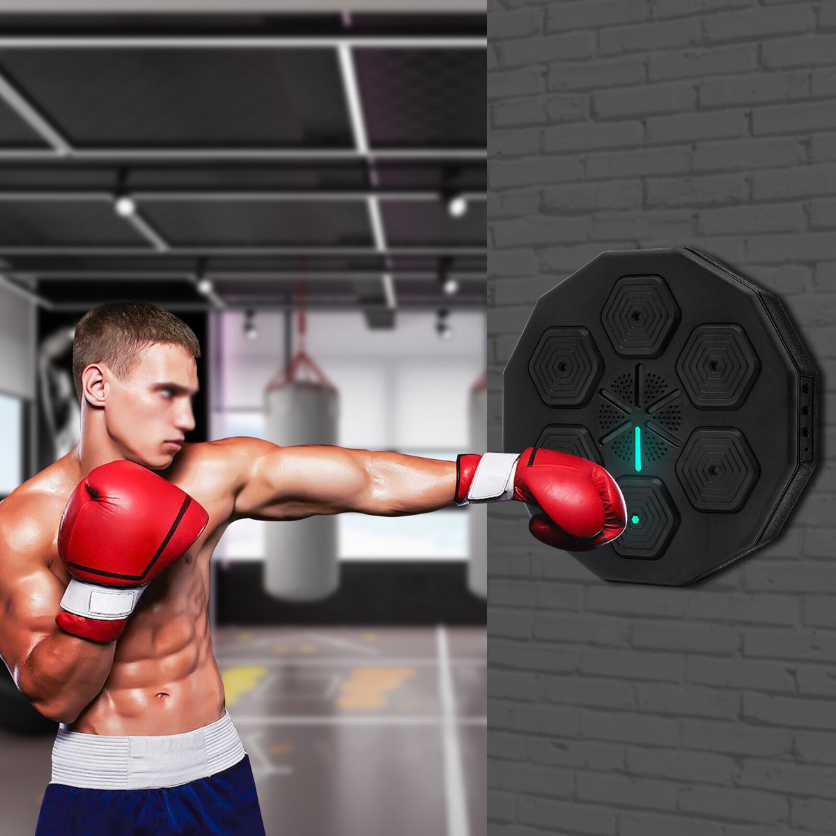 Music Boxing Machine with Boxing Gloves, Wall Mounted Smart Bluetooth Music  Boxing Trainer, Boxing Target Training Exercise Equipment for Home