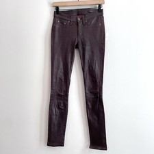 Rag & Bone Women's 24 100% Lamb Leather Skinny Pants Burgundy