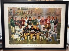 Super Bowl MVPs Signed Framed Bernie Fuchs 30X39  Serigraphs Beckett 16 Autos
