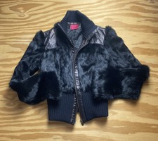 Mackage Leather Jacket Rabbit Fur Black Medium Women’s Y2k Janis Style