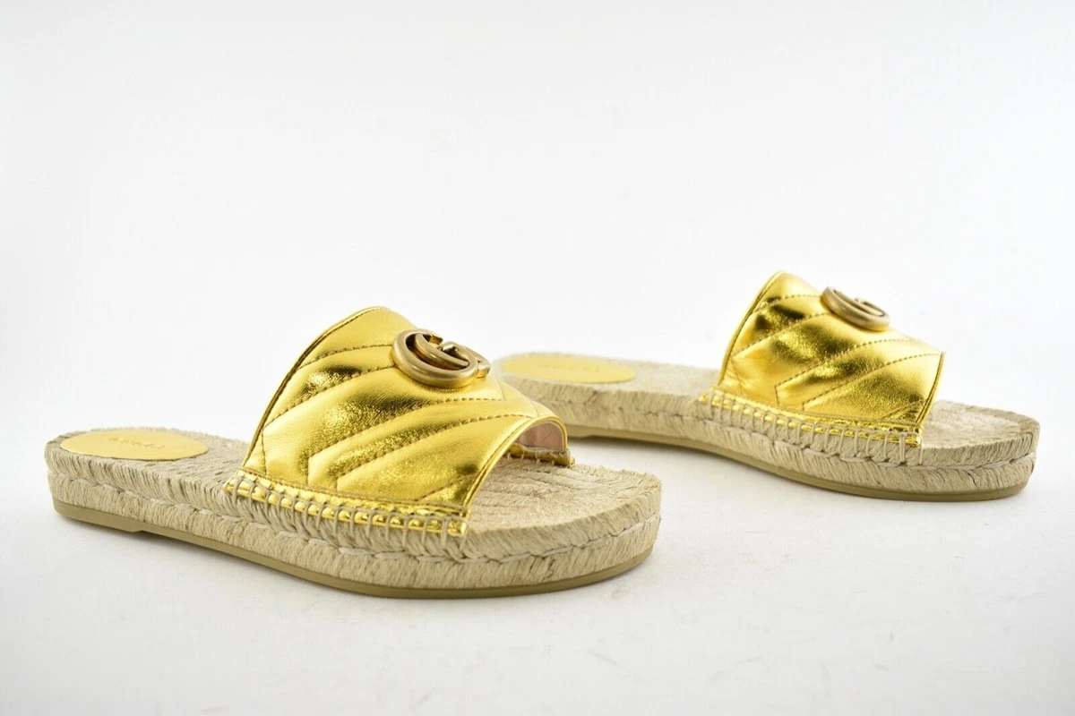 Gold flat hotsell espadrille sandals