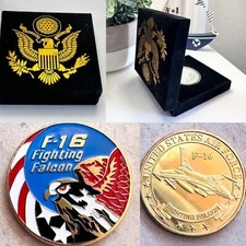 CHALLENGE COIN UNITED STATES AIR FORCE F-16 FIGHTING FALCON with velvet case