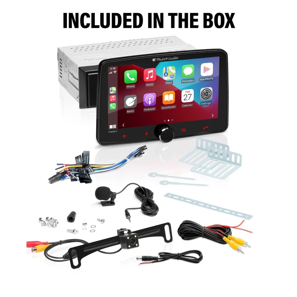 Planet Audio Floating 7" Touchscreen Bluetooth 1 Din Apple CarPlay Android Auto - Image 3 of 4