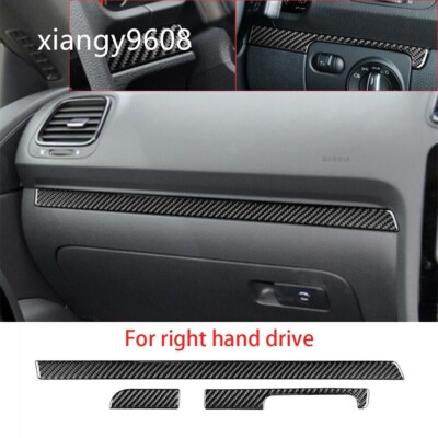 For Volkswagen Scirocco 2009-2016 RHD Co-pilot Dashboard Panel Trim Carbon Fiber