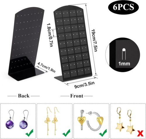 2 Pcs 72 Holes Earring Holder Acrylic Ear Stud Stand L-Shaped Jewe Display - Picture 4 of 11