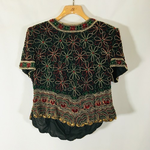 LAWRENCE KAZAR Beaded Sequined Silk 
