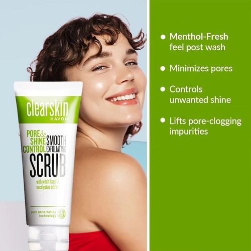 Lot(2) Avon Clearskin Pore&Shine Control Smooth Exfoliating Face Scrub 2.5 fl.oz - Picture 5 of 9