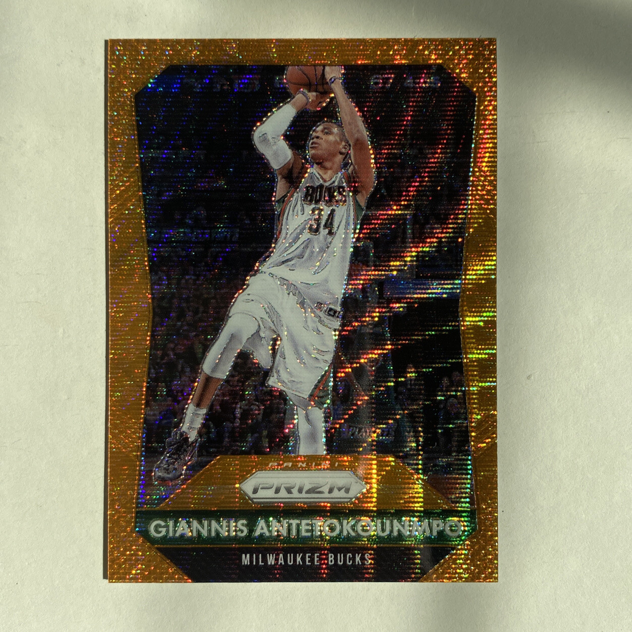 2015-16 Panini Prizm Giannis Antetokounmpo Orange Wave SSP Milwaukee Bucks CLEAN