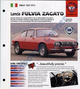 LANCIA FULVIA ZAGATO SPEC SHEET Sport Brochure 1970,1971,1972,1973,......