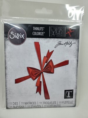 TH3 Tim Holtz Bowtied Colorize Thinlits Dies Sizzix New 666063 Christmas Bow
