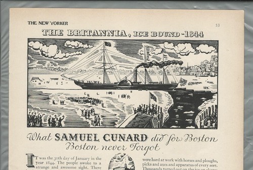 1930 CUNARD advertisement, Boston’s Cunarder, The BRITANNIA 1844 - Bild 2 von 3
