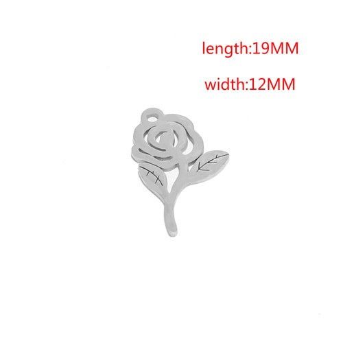 Wholesale Stainless Steel Rose Flower Pendents DIY Jewelry Making Charms 20pcs - Picture 6 of 8