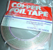 Copper Foil Tape 1/2" x 36 yds Vintage Arts Crafts Stained Glass Supply USA NOS