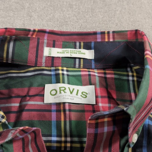 Orvis Men’s Shirt Large long-sleeve plaid, 100% cotton button up Multicolor - Picture 6 of 11